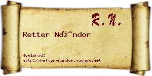 Retter Nándor névjegykártya