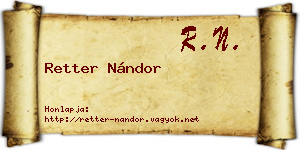 Retter Nándor névjegykártya